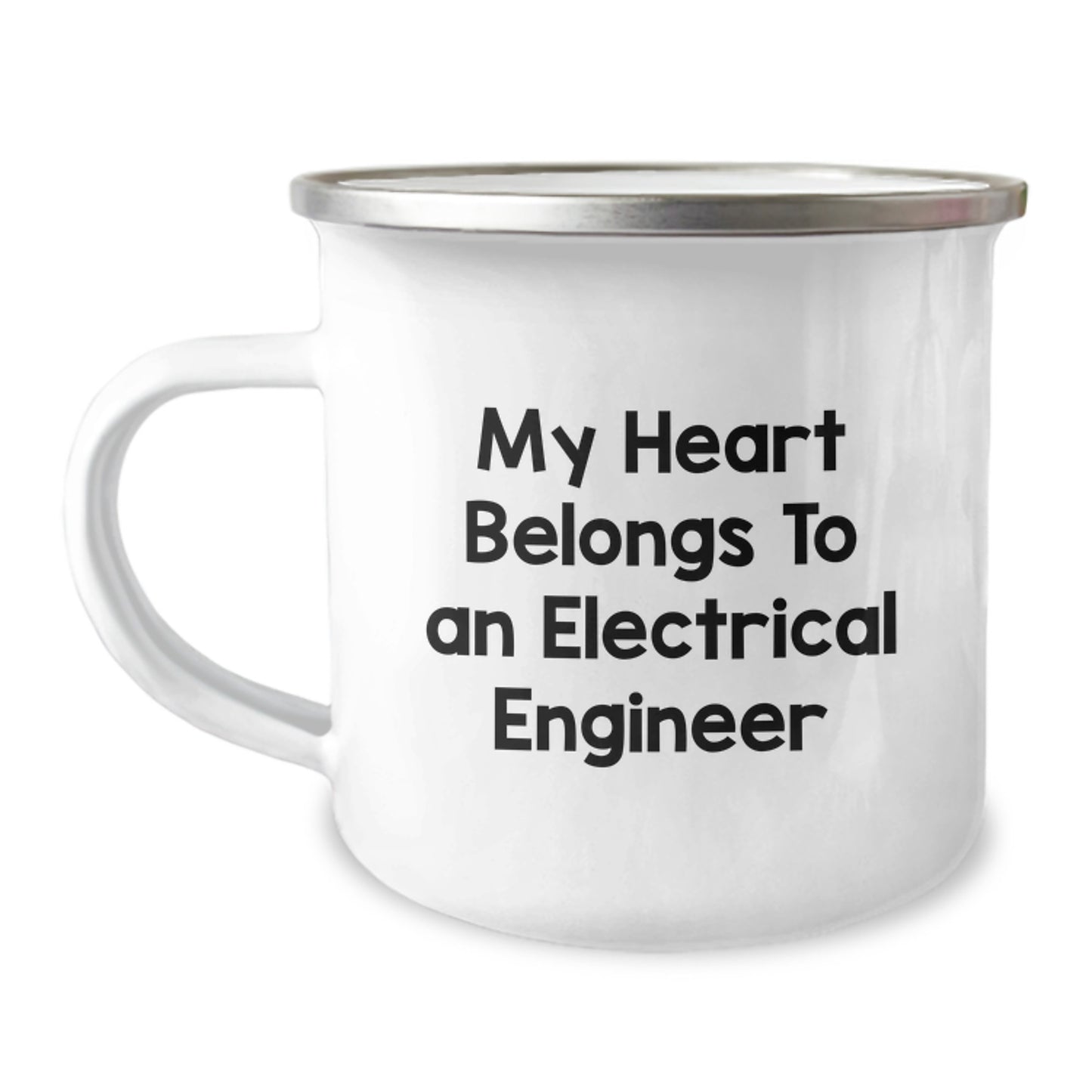 Funny Electrical Engineer Gifts, My Heart Belongs To An Electrical Engineer Camping Mug, Birthday Unique Gifts from Friends to Electrical Engineers, 12 oz Stainless Steel with Enamel Finish - Image 1
