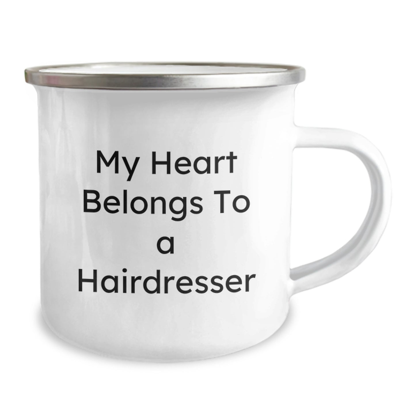 Funny Hairdresser Gifts from Men to Hairdresser on Birthday - My Heart Belongs To A Hairdresser Camping Mug - Image 2