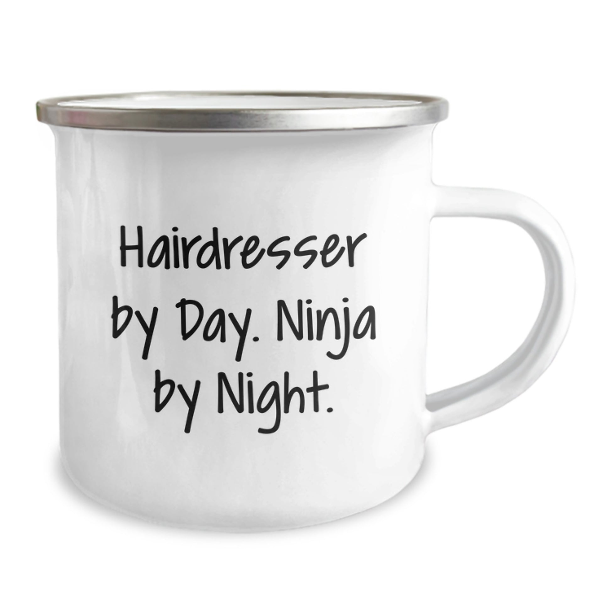 Hairdresser's Ninja Brew, Funny Camping Mug Gifts from Friends for Birthday, 12 oz Stainless Steel with Enamel Finish - Image 2