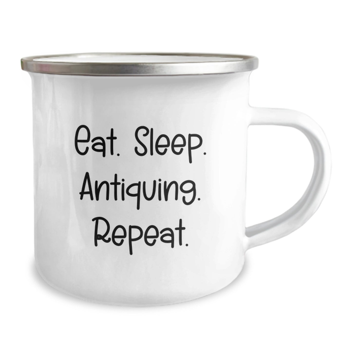 Antiquing Gifts for Camping Enthusiasts, Funny Quote 'Eat. Sleep. Antiquing. Repeat.' - Camping Mug for Birthday, Gifts from Friends - Image 2