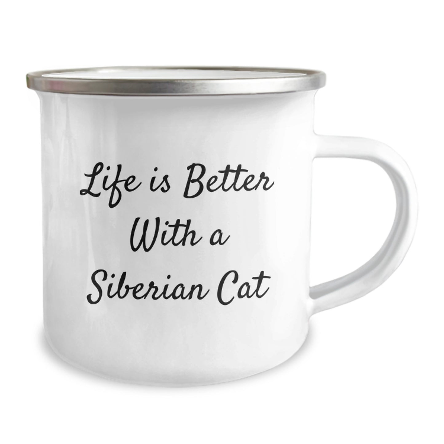 Siberian Cat Lovers Gifts from Friends to Family, Funny Camping Mug for Graduation, Life Is Better With A Siberian Cat - Image 2