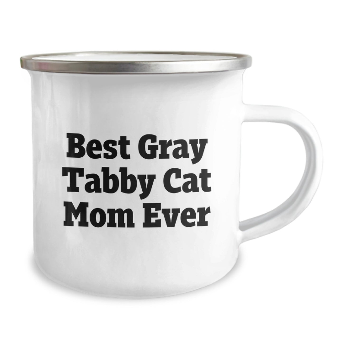 Funny Gray Tabby Cat Mom Gifts from Friends for Birthday Unique Gifts, Gray Tabby Cat Camping Mug, Best Gray Tabby Cat Mom Ever Quote, 12 oz Stainless Steel with Enamel Finish - Image 2