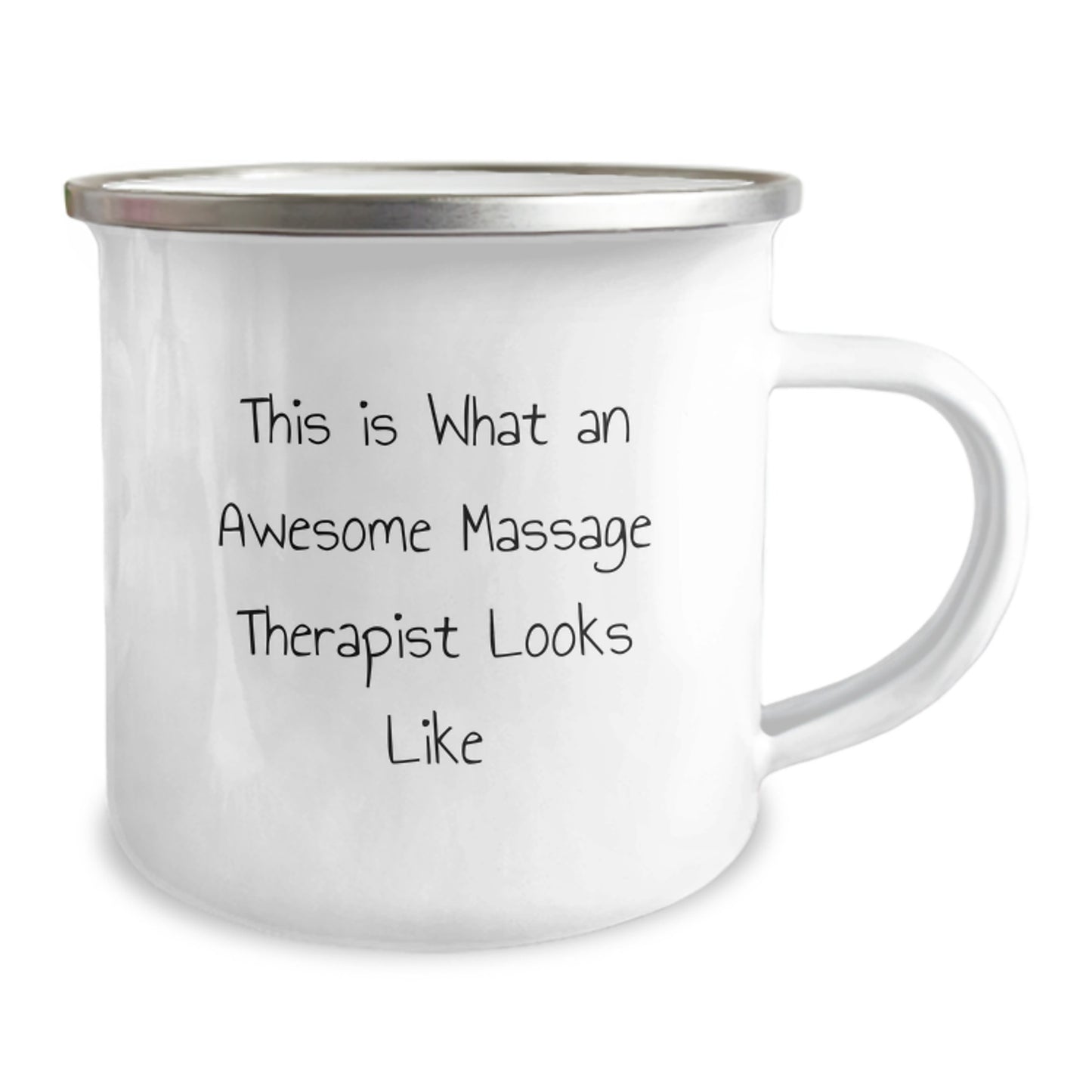 Funny Massage Therapist Gifts from Friends - This Is What An Awesome Massage Therapist Looks Like, Birthday Unique Gifts for Massage Therapist, Camping Mug with Enamel Finish - Image 2