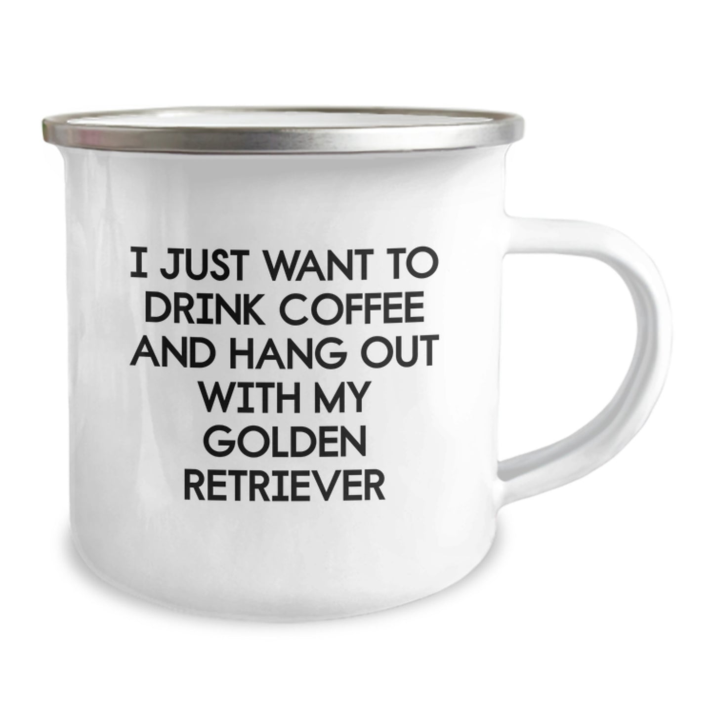 Funny Golden Retriever Dog Lover Gifts from Friends, Handcrafted Camping Mug for Birthday, 'I Just Want To Drink Coffee And Hang Out With My Golden Retriever' - Gifts for Golden Retriever Dog Owners - Image 2