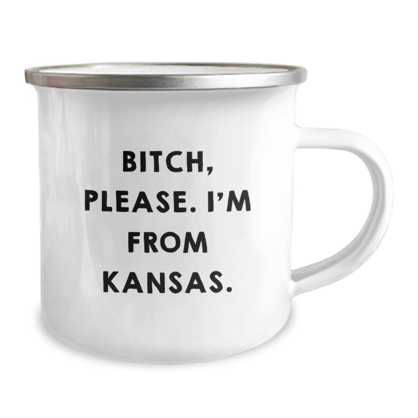 Funny Kansas Gifts from Kansas for Valentine's, Camping Mug - 'B-tch, Please. I'm From Kansas.' - Image 2
