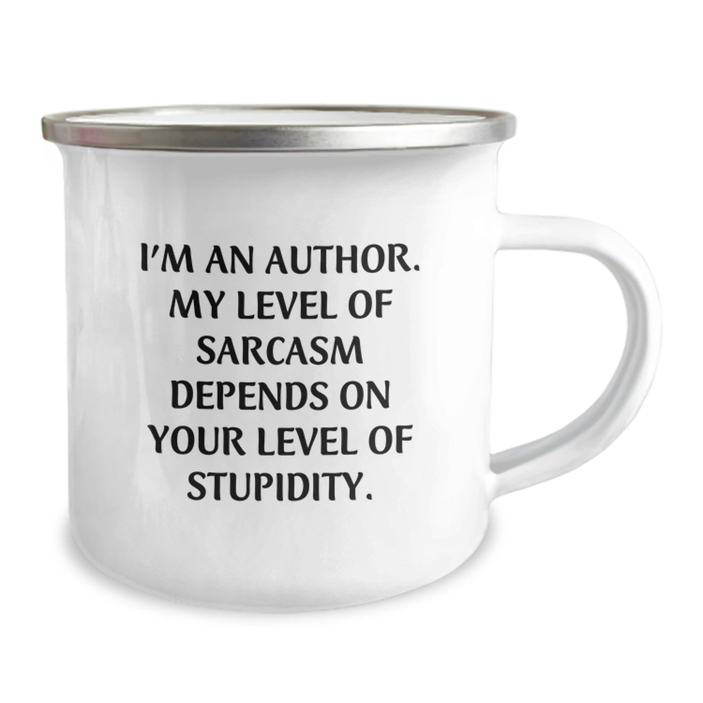 Author's Sarcasm-Infused Camping Mug, Gifts from Friends for Author's Birthday, Unique and Funny - Image 2
