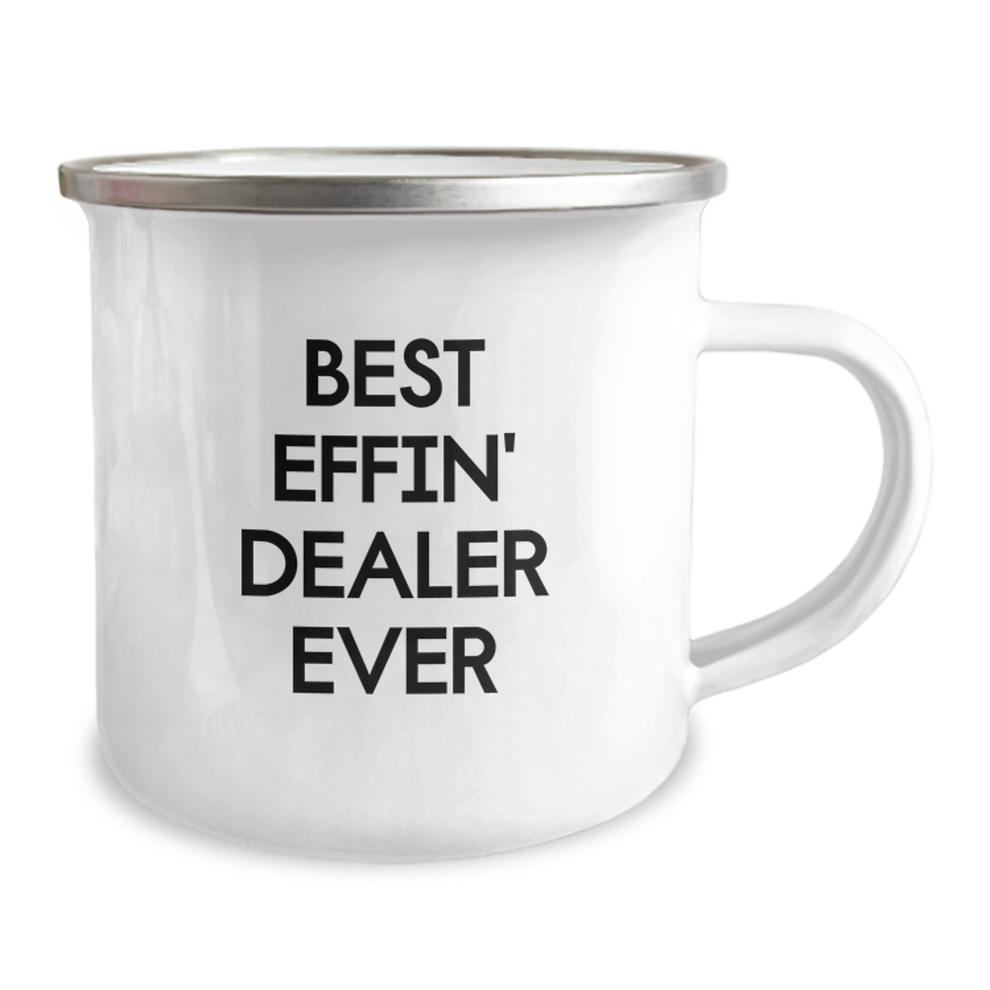 Funny Dealer Gifts for Men - 'Best Effin' Dealer Ever' Camping Mug, Unique Christmas Memorable Presents for Friends, Coworkers, Family - Enamel Finish, Stainless Steel - Image 2