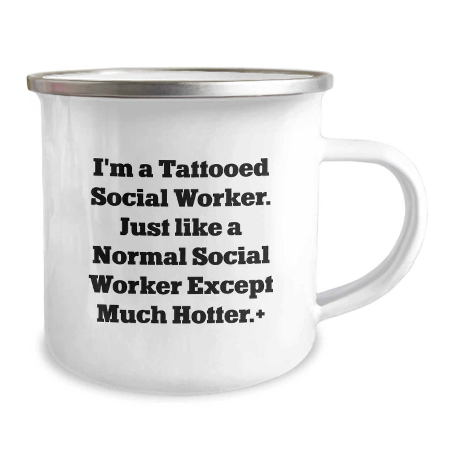 Funny Social Worker Gifts for Men and Women, Christmas Unique Mugs for Social Worker, Camping Mug with Quote 'I'm A Tattooed Social Worker. Just Like A Normal Social Worker Except Much Hotter.' - Image 2