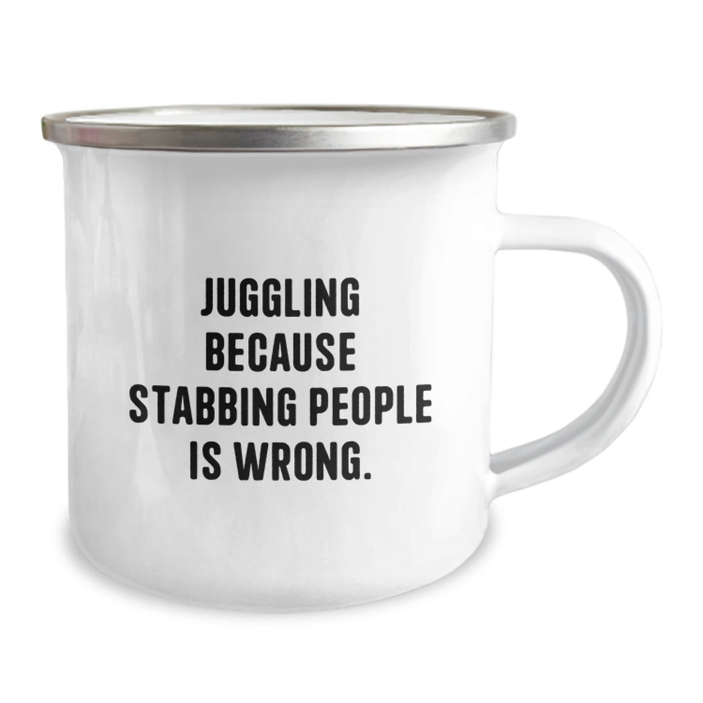 Juggling Enthusiast Gifts from Friends for Men Funny Camping Mug, Juggling Because Stabbing People Is Wrong - Unique Christmas Unique Gifts - Image 2