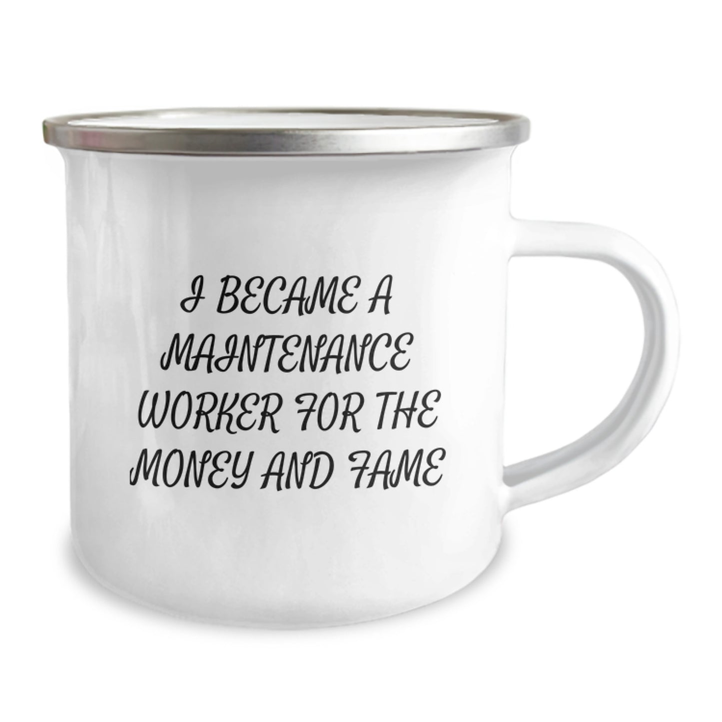 Funny Maintenance Worker Gifts for Men Christmas Unique Presents from Friends and Family - I Became A 'Maintenance Worker' For The Money And Fame Stainless Steel Camping Mug - Image 2