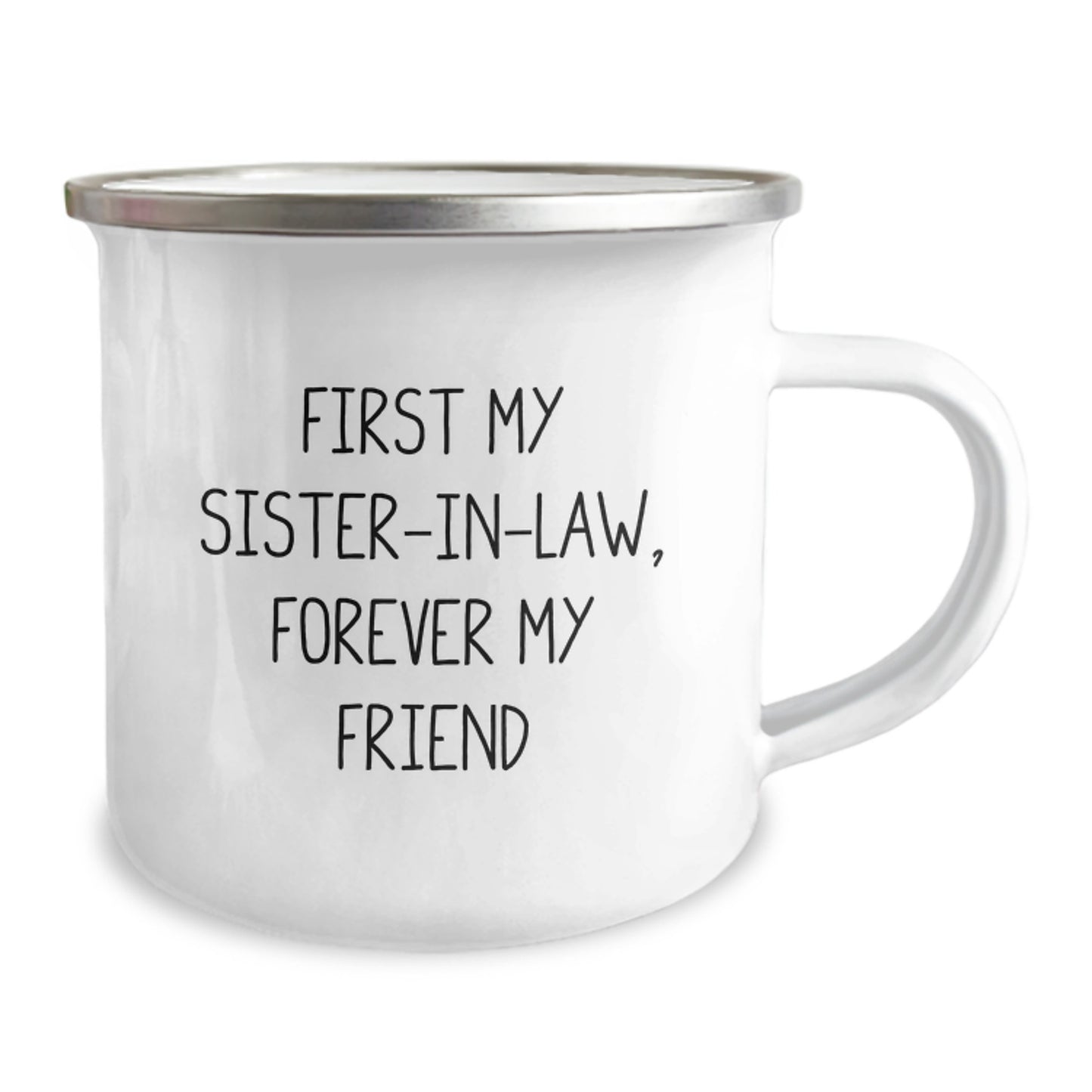 Funny Sister-in-law Gifts for Her, Camping Mug, 'First My Sister-in-law, Forever My Friend' Quote, Christmas Unique Presents from Family - Image 2