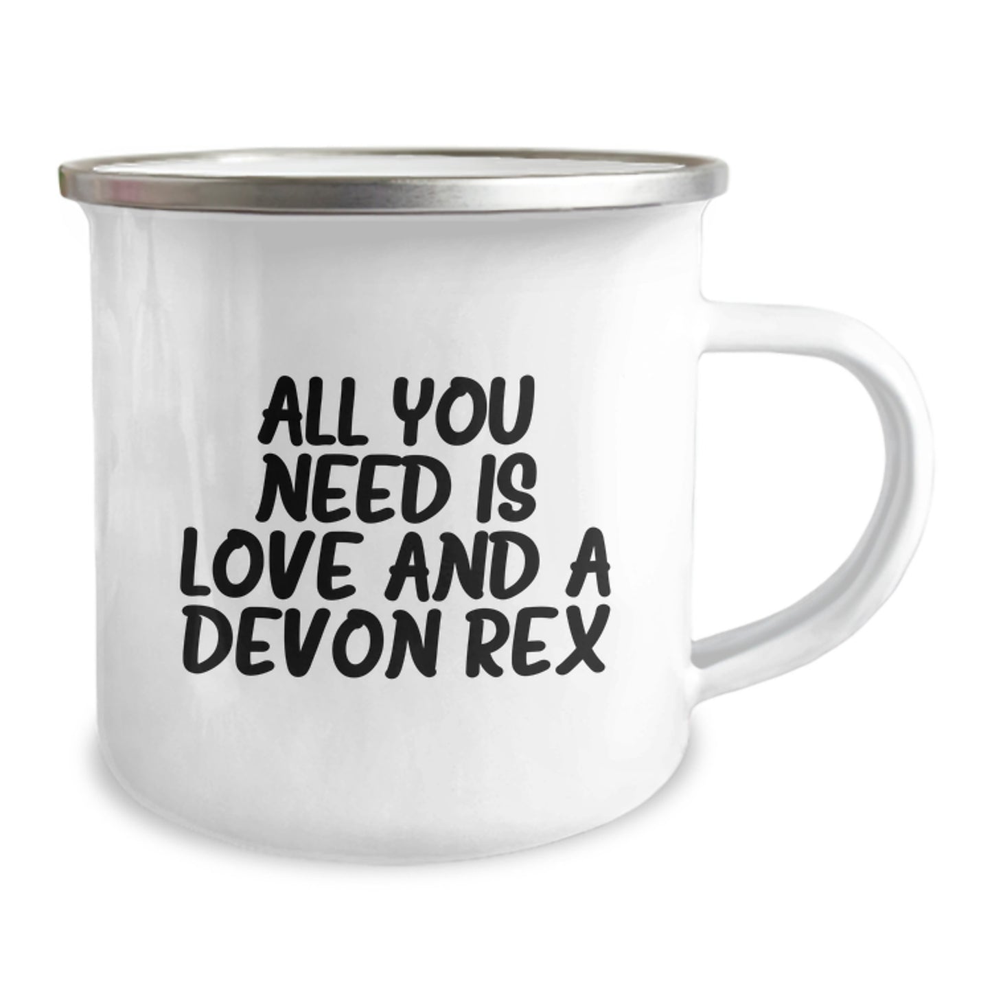 Devon Rex Cat Lovers' Camping Mug - Funny Quote for Friends and Family Unique Gifts, Gifts from Friends for Devon Rex Cat Owners, 12 oz Stainless Steel with Enamel Finish - Image 2