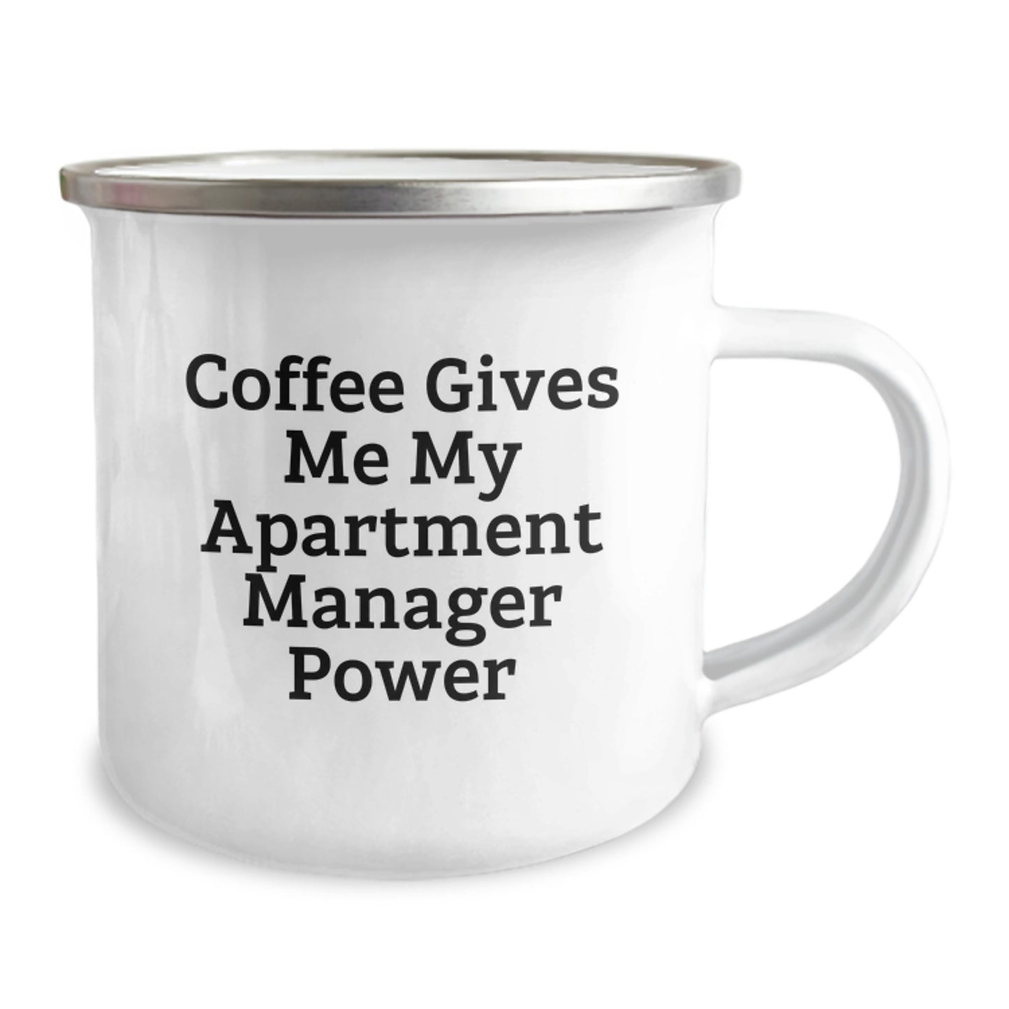 Funny Apartment Manager Gifts for Men Christmas Unique Ideas Camping Mug with 'Coffee Gives Me My Apartment Manager Power' Quote, Gifts from Friends, Perfect for Apartment Manager - Image 2