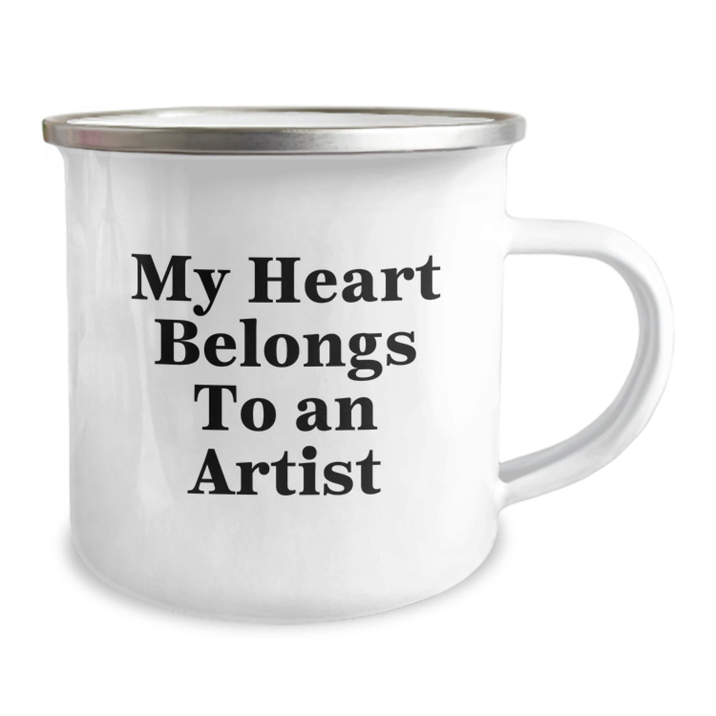 Artist Gifts from Friends - My Heart Belongs To An Artist Funny Camping Mug for Birthday, Perfect for Artists, 12 oz Stainless Steel with Enamel Finish - Image 2