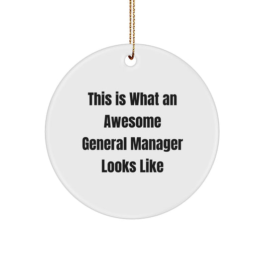 Funny General Manager Gifts - This Is What An Awesome Circle Ornament Looks Like, White, Christmas, Gifts from Friends, for General Manager - Image 1