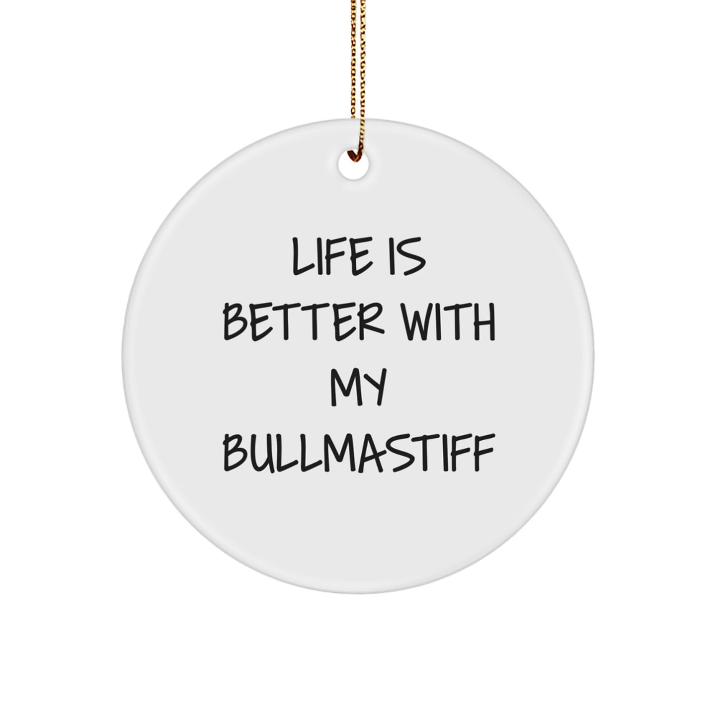 Funny Bullmastiff Dog Lover Gifts from Family for Men Women Friends Christmas Unique Circle Ornament - Image 1