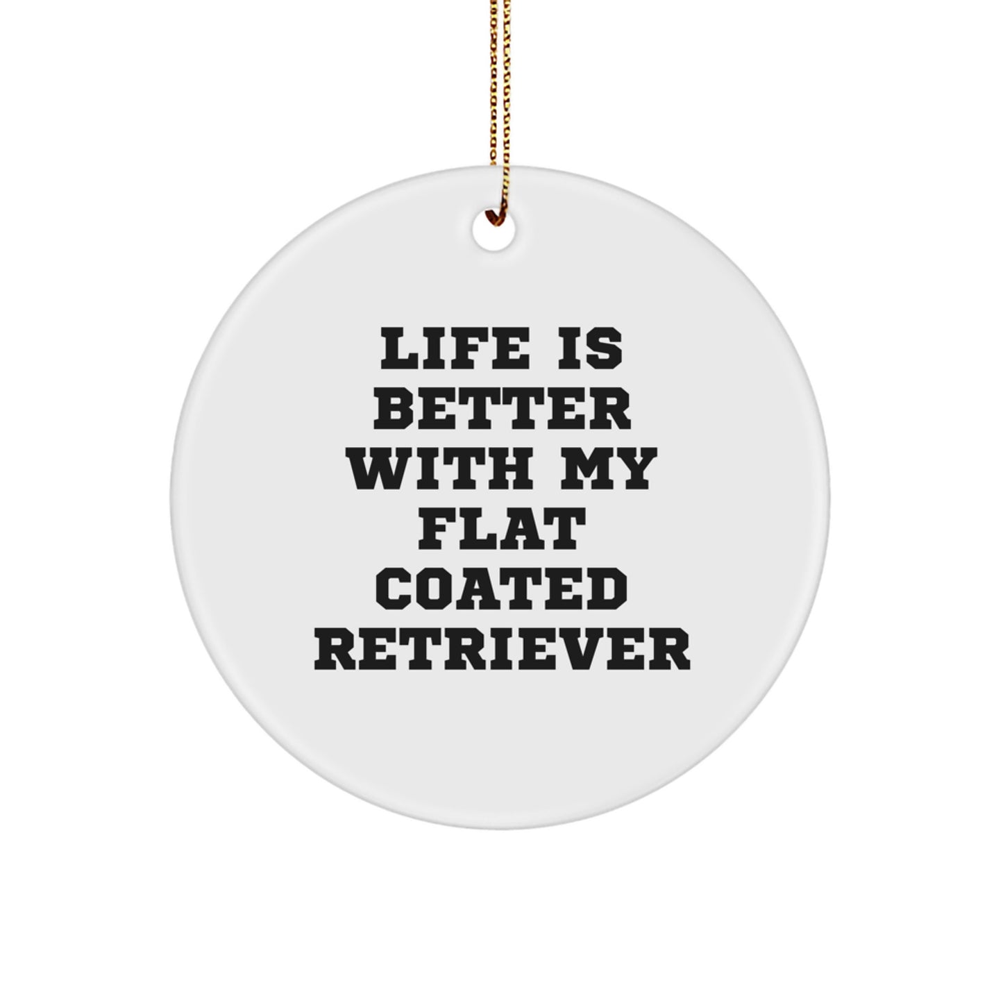 Funny Flat Coated Retriever Dog Gifts from Friends - Circle Ornament with 'Life Is Better With My Flat Coated Retriever' Quote, Christmas Unique Treasures - Image 1