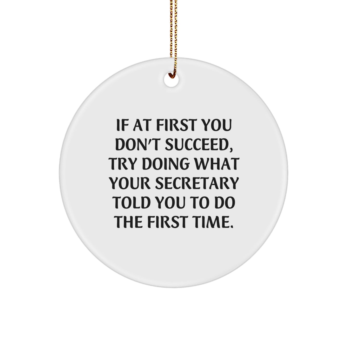Funny Secretary Gifts from Men, Women, Friends, Coworkers, Family - 'If At First You Don't Succeed, Try Doing What Your Secretary Told You To Do The First Time' Christmas Unique Gifts for Secretary - Image 1