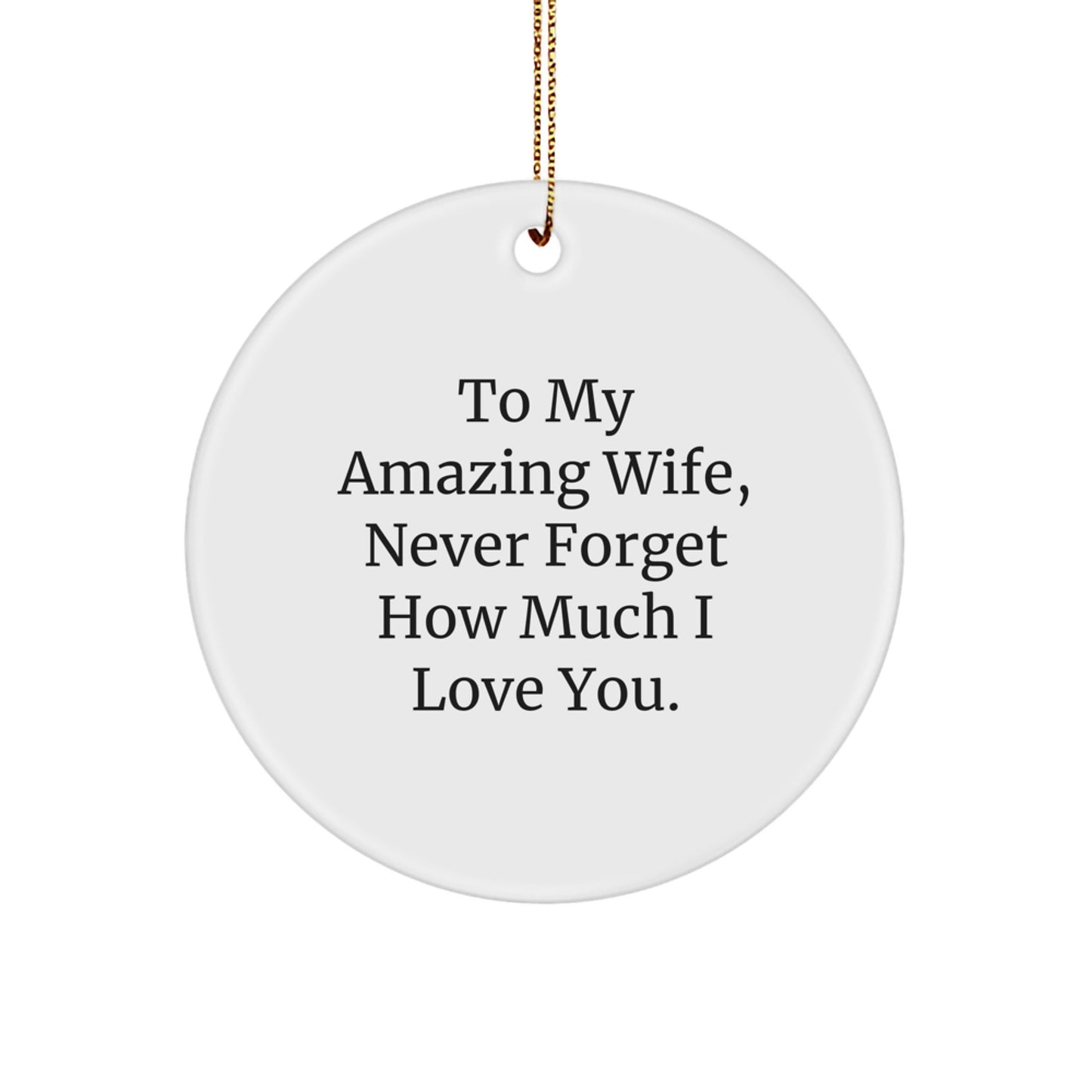 Gifts from Men to My Amazing Wife, Never Forget How Much I Love You. - Christmas Unique Circle Ornament for Wife - Image 1