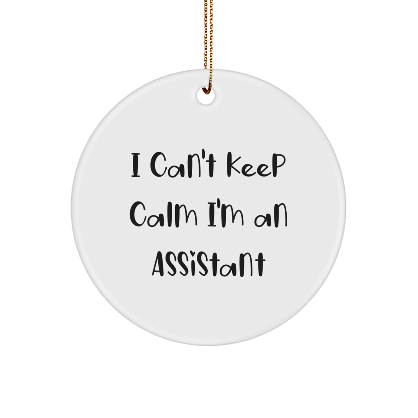 Funny Assistant Gifts from Friends - I Can't Keep Calm I'm An Assistant Circle Ornament for Christmas - Image 1