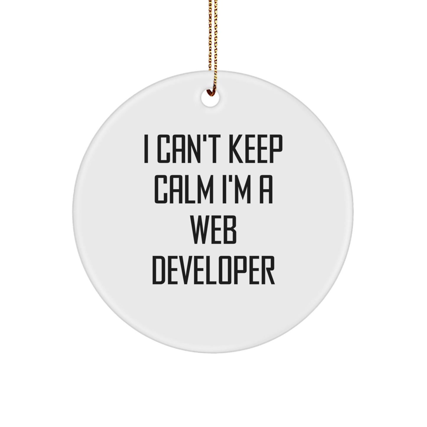 I Can't Keep Calm I'm A Web Developer Funny Circle Ornament, Web Developer Gifts for Christmas, Circle Ornament, Gifts from Friends for Web Developer - Image 1