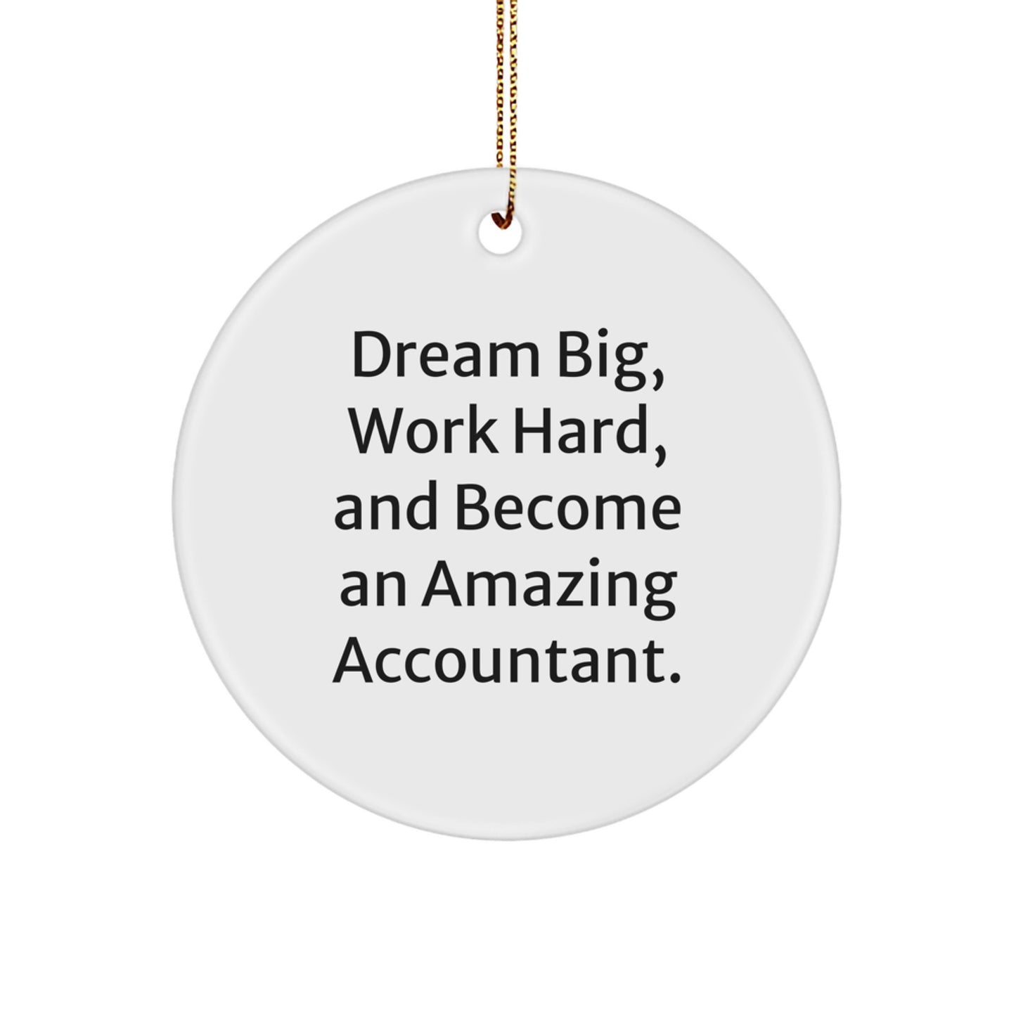 Accountant Gifts for Christmas, 'Dream Big, Work Hard, And Become An Amazing Accountant.' Quote Circle Ornament, Gifts from Family to Men, for Christmas Unique Gifts - Image 1