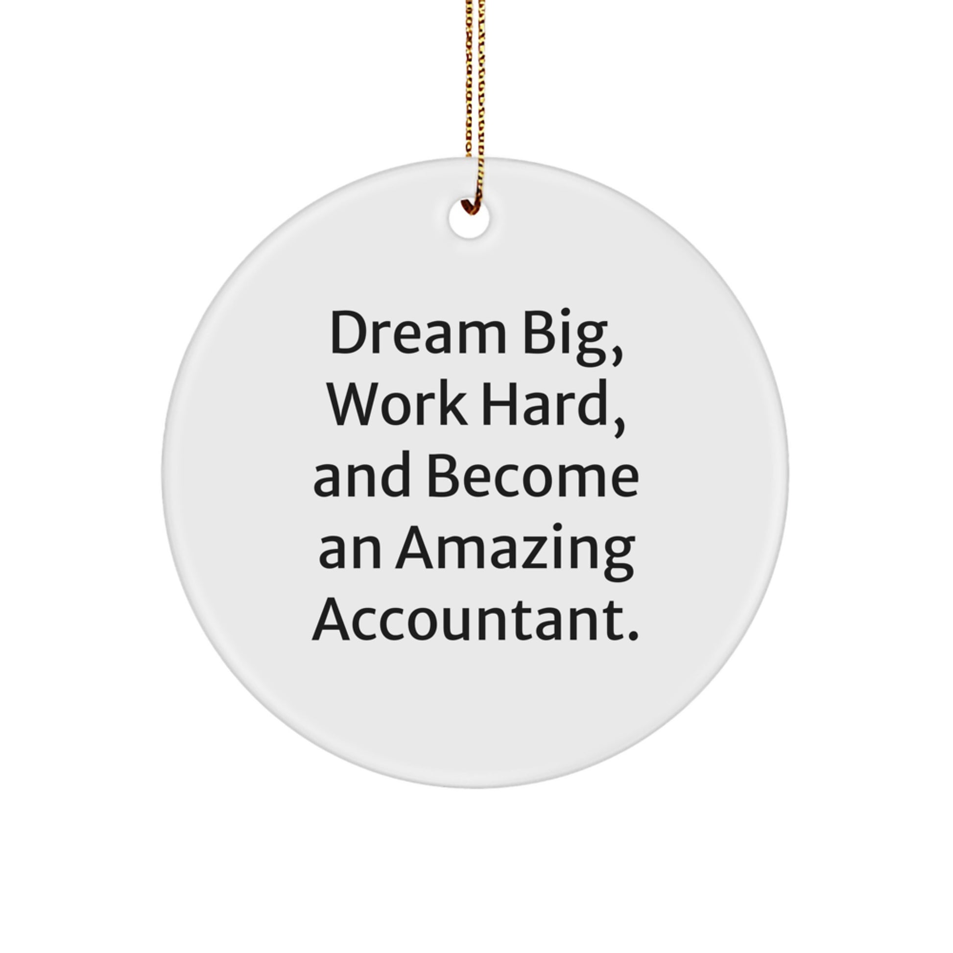 Accountant Gifts for Christmas, 'Dream Big, Work Hard, And Become An Amazing Accountant.' Quote Circle Ornament, Gifts from Family to Men, for Christmas Unique Gifts - Image 1
