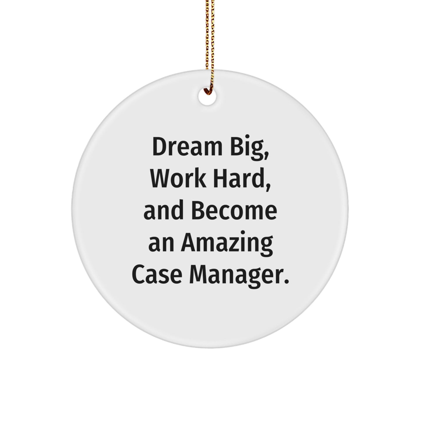 Gifts from Friends for Amazing Case Managers, 'Dream Big, Work Hard', Circle Ornament, Christmas Unique Gifts for Case Manager - Image 1