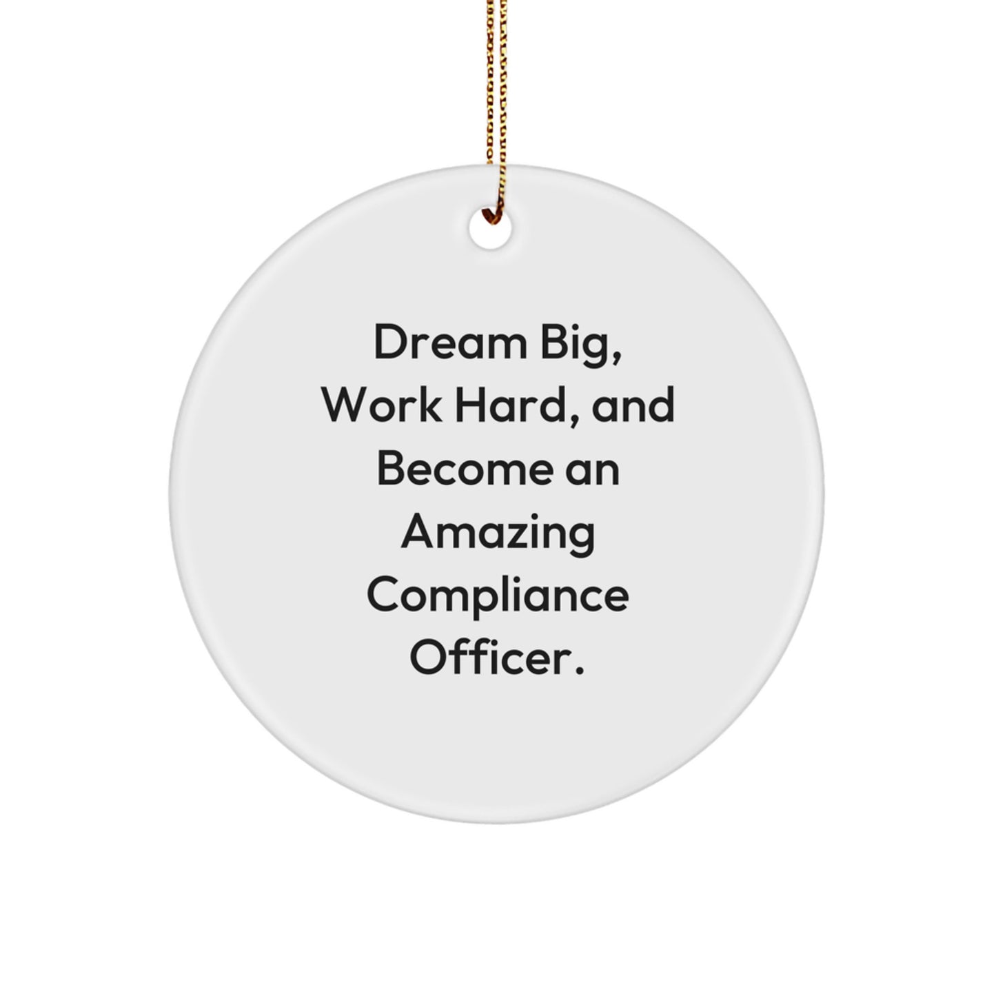 Compliance Officer Gifts from Friends - Dream Big, Work Hard, Circle Ornament for Christmas - Image 1