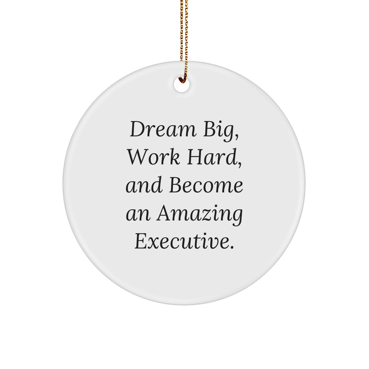 Executive Circle Ornament, Fun Inspirational Gift, Dream Big, Work Hard, Gifts from Men to Executive Friends - Image 1