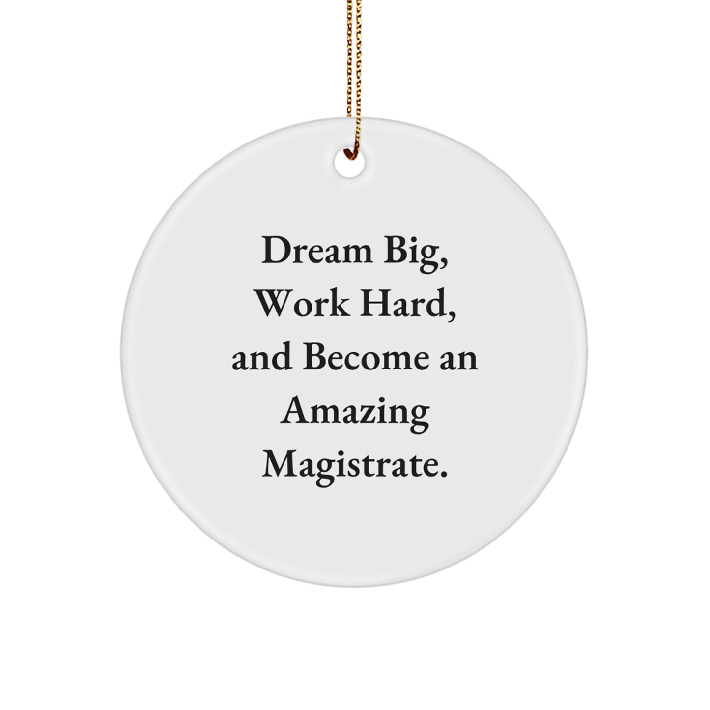 Magistrate Gifts from Family - Dream Big, Work Hard, and Become Amazing Circle Ornament for Christmas - Image 1