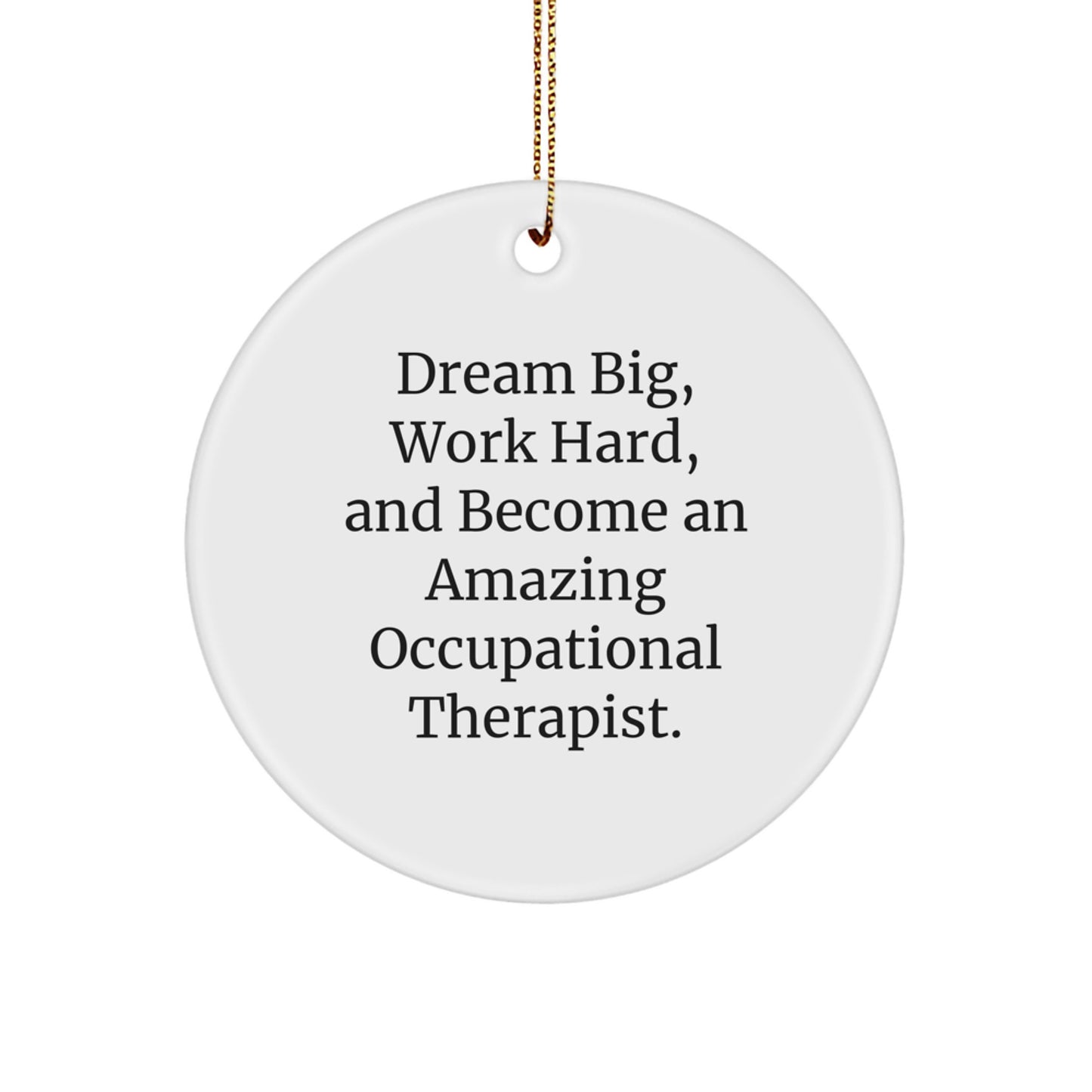 Inspirational Gifts from Friends and Family for Occupational Therapist Christmas Unique Circle Ornament, 'Dream Big, Work Hard, And Become An Amazing Occupational Therapist.' - Image 1