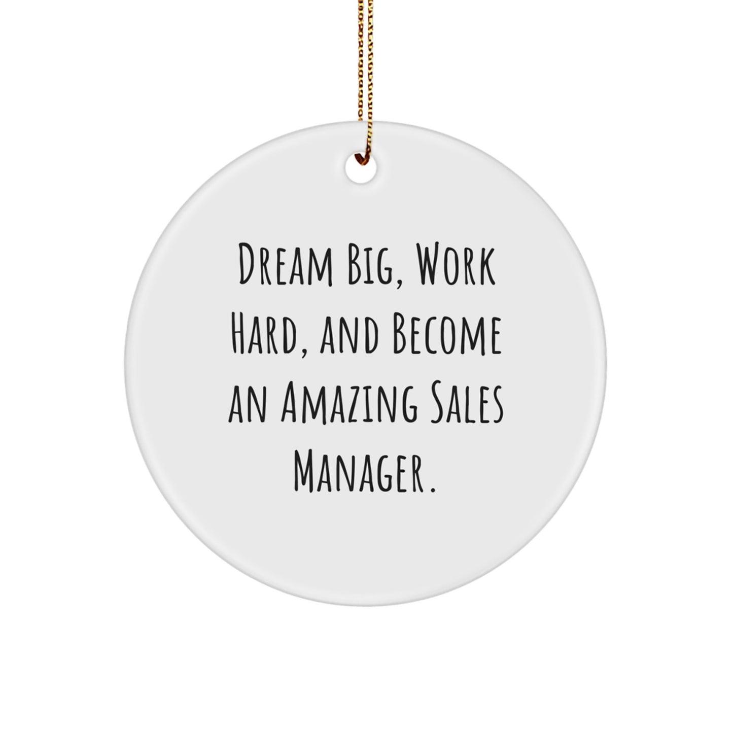 Inspirational Sales Manager Gifts from Friends, 'Dream Big, Work Hard, And Become An Amazing Sales Manager.' Christmas Circle Ornament for Men, Women, Coworkers, Family - Image 1