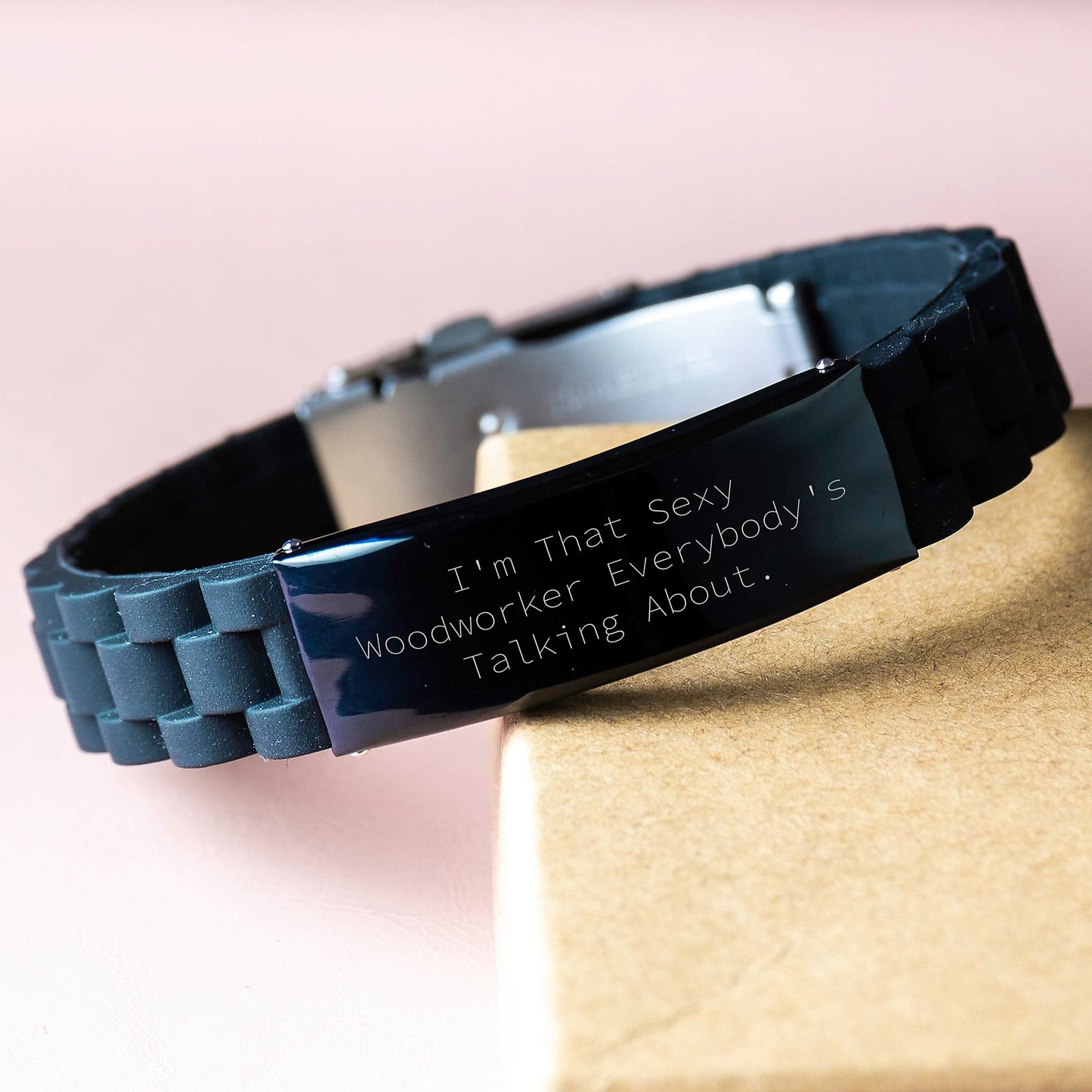 Sexy Woodworker Gifts for Men Black Glide lock Clasp Bracelet, Funny Quote Christmas Unique Gifts from Friends - Image 3