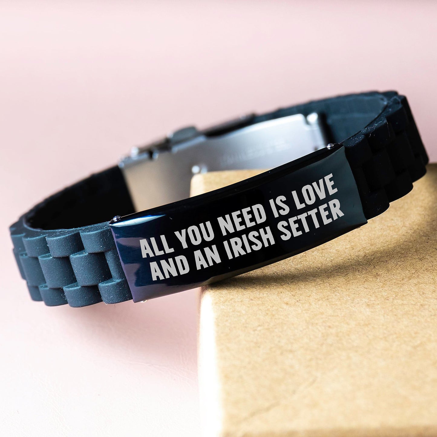 Irish Setter Dog Lovers Gifts from Friends for Birthday - All You Need Is Love And An Irish Setter Glide lock Clasp Bracelet - Image 3
