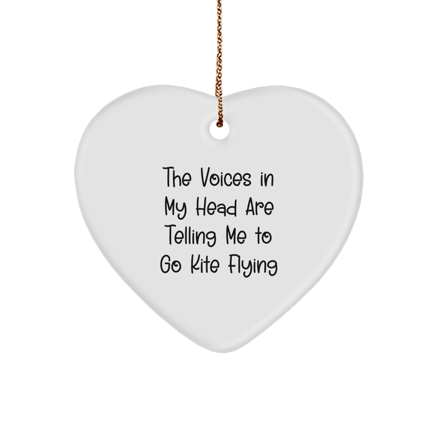Funny Kite Flying Heart Ornament Gifts for Men Friends Family, 'The Voices In My Head Are Telling Me To Go Kite Flying', Christmas Unique Gifts from Friends - Image 1
