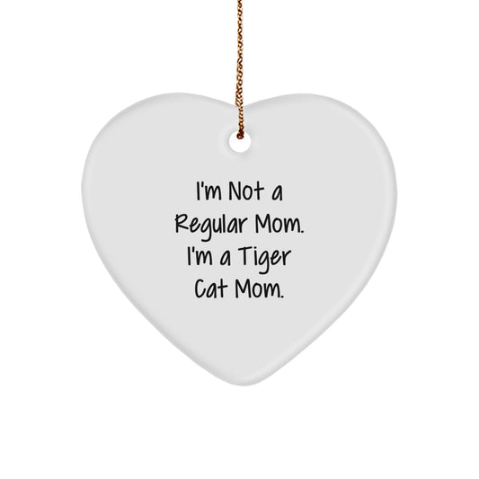 Tiger Cat Mom Gifts - 'I'm Not A Regular Mom. I'm A Tiger Cat Mom.' Heart Ornament, Christmas Unique Gifts for Tiger Cat Lovers - Image 1