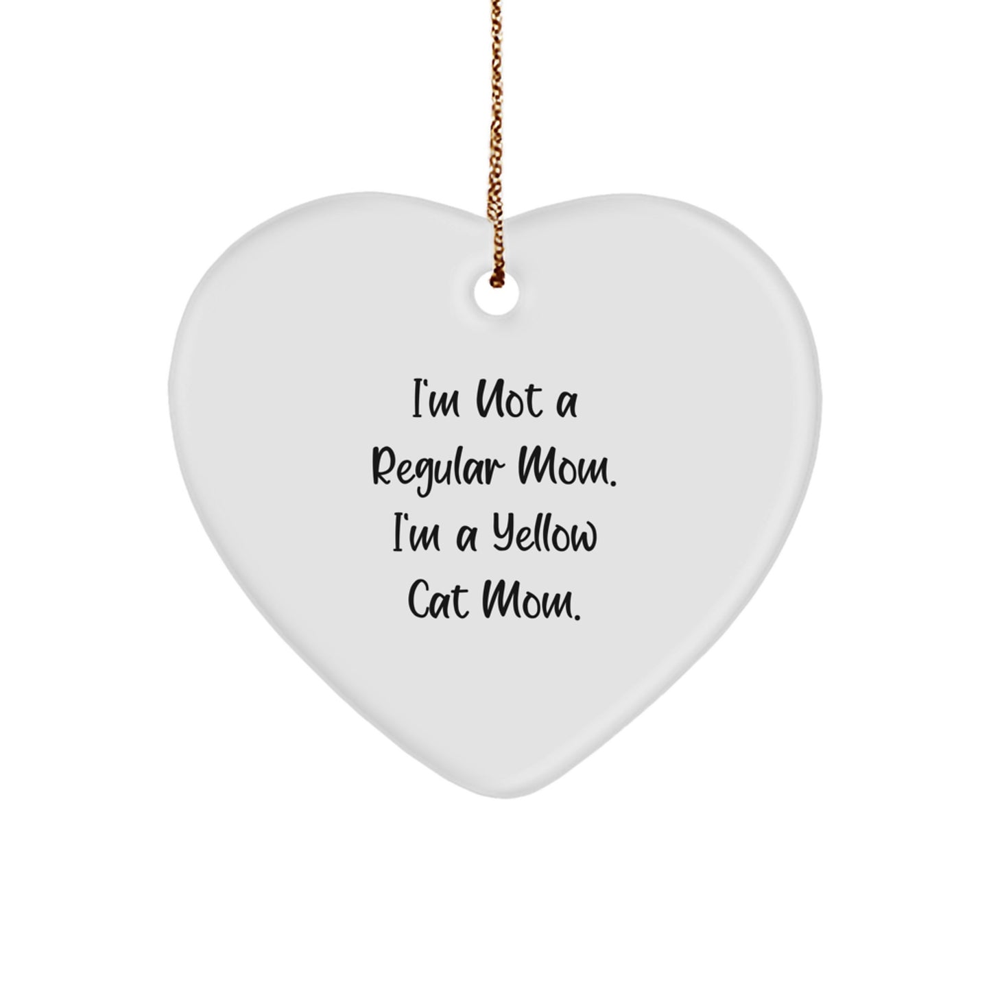 Funny Yellow Cat Mom Heart Ornament Gifts from Family for Friends - Image 1