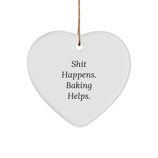 Baking Humor Heart Ornament, Funny Quote Gifts from Friends and Family for Baking Lovers, Durable MDF Material, Perfect Christmas Unique Gifts - Image 1