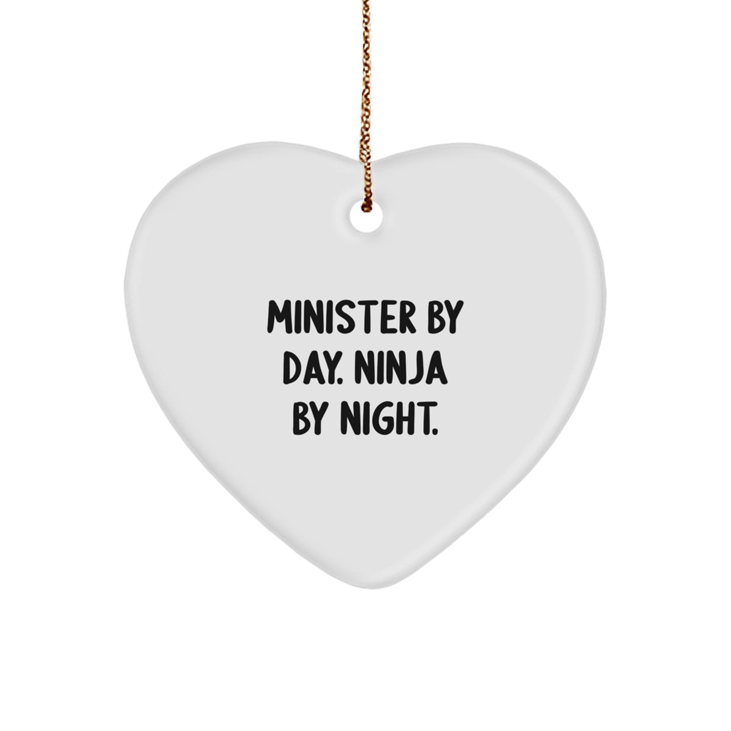 Minister Gifts from Friends - Minister By Day. Ninja By Night. Heart Ornament, Christmas Unique Gifts for Minister - Image 1