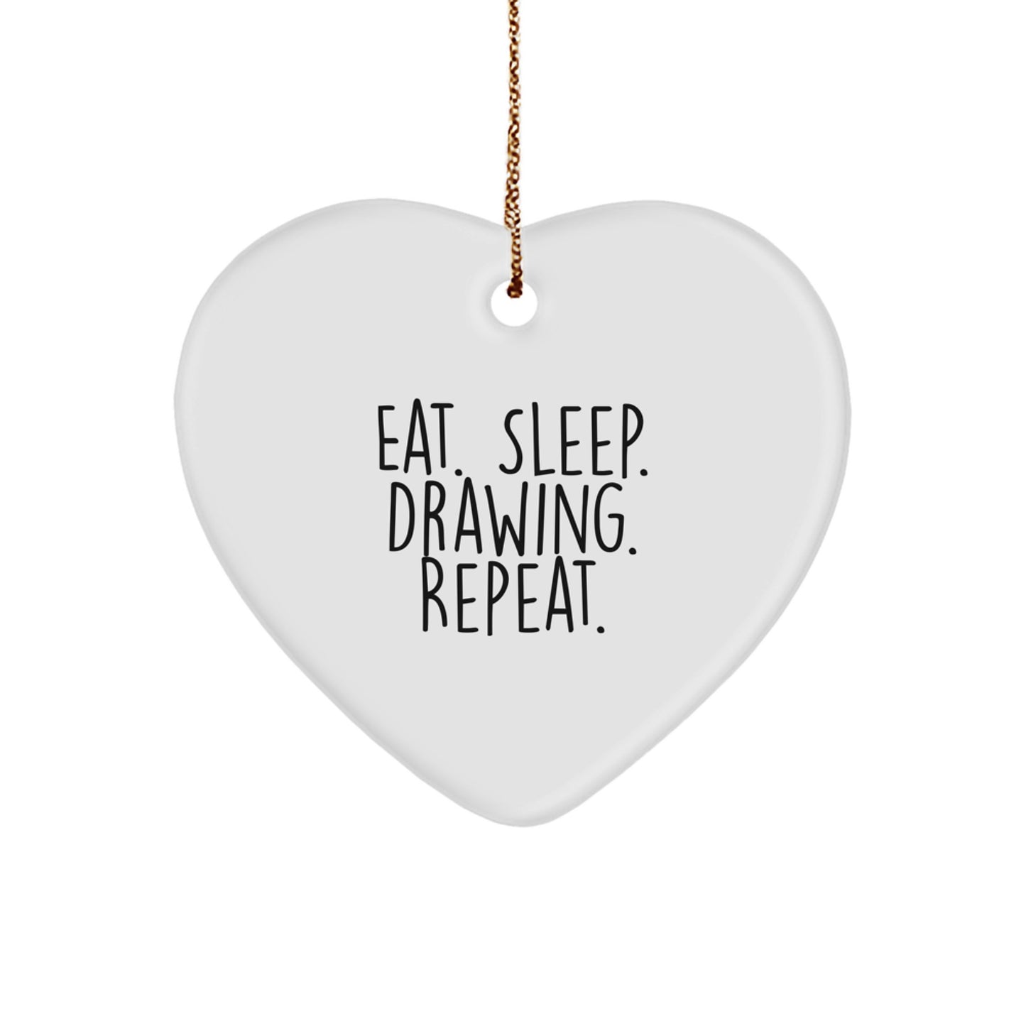 Funny Drawing Heart Ornament, Eat. Sleep. Drawing. Repeat., Gifts from Family to Friends for Christmas, Heart-Shaped Drawing Decor - Image 1