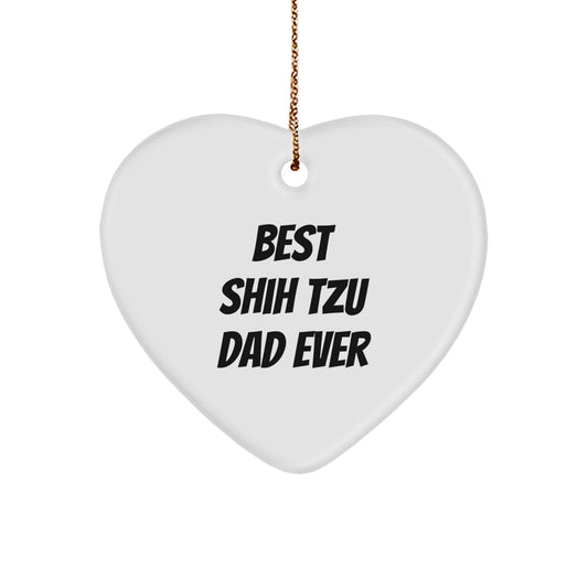 Shih Tzu Dog Lovers' Heart Ornament, Best Shih Tzu Dad Ever, Funny Christmas Unique Gift from Men to Shih Tzu Dog Owners, Heartwarming Presents for Friends, Family, and Coworkers - Image 1