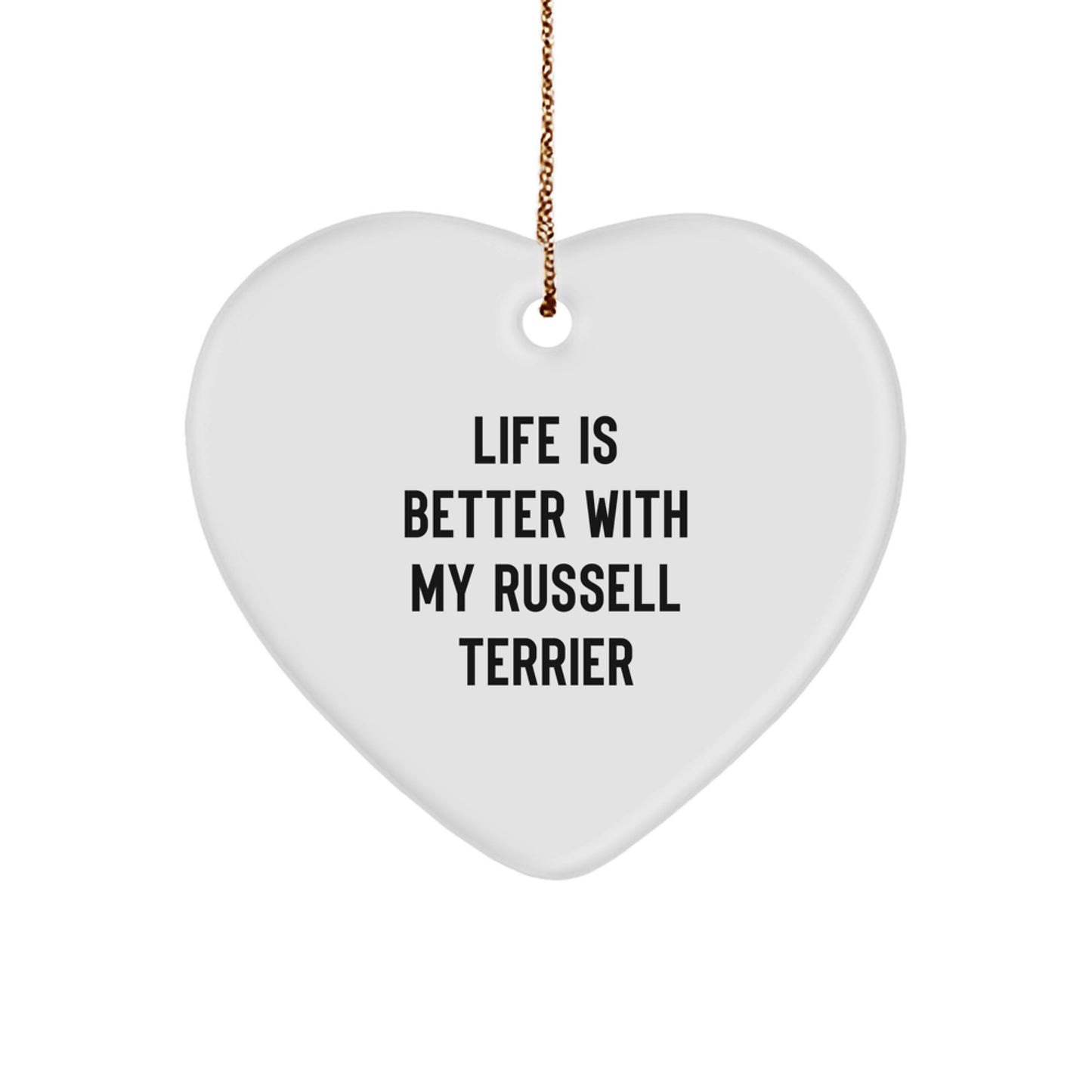 Russell Terrier Dog Gifts from Friends, Family, and Coworkers - Heart Ornament with 'Life Is Better With My Russell Terrier' Quote, Christmas Unique - Image 1