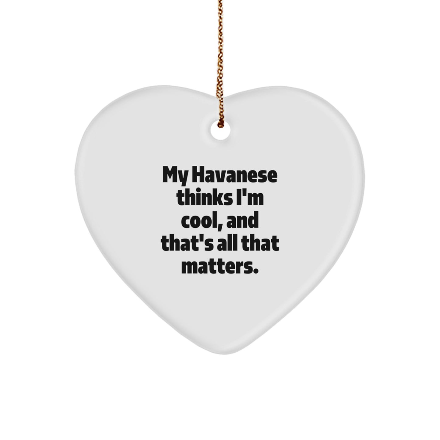 Havanese Dog Lover Gifts from Friends - 'My Havanese Thinks I'm Cool' Heart Ornament for Men, Women, Family, and Coworkers - Unique Christmas Unique Gift Ideas - Image 1