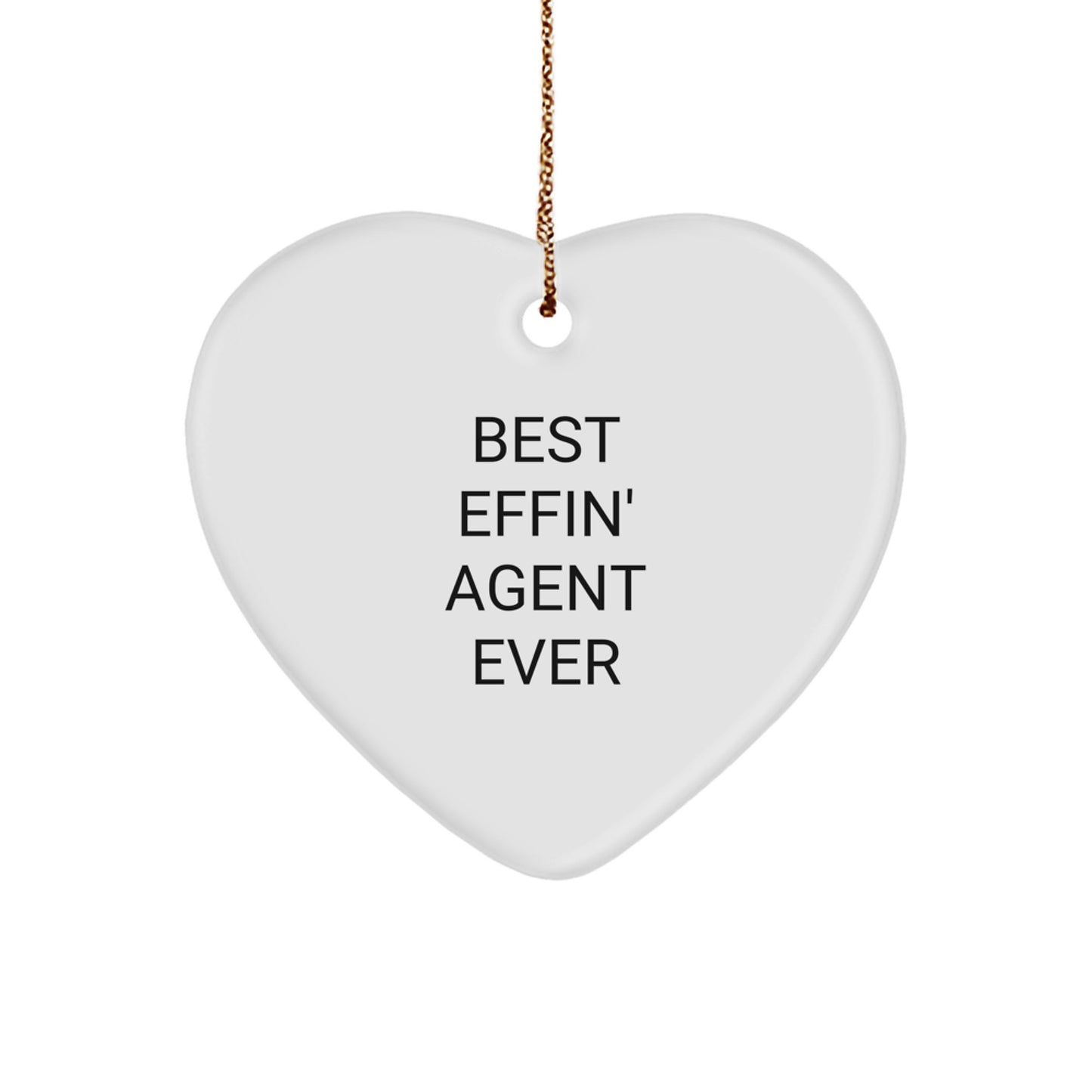 Funny Agent Heart Ornament, Gifts from Men to Colleagues, Best Effin' Agent Ever Christmas Decor, Heart Shaped Ornament for Office Desk - Image 1