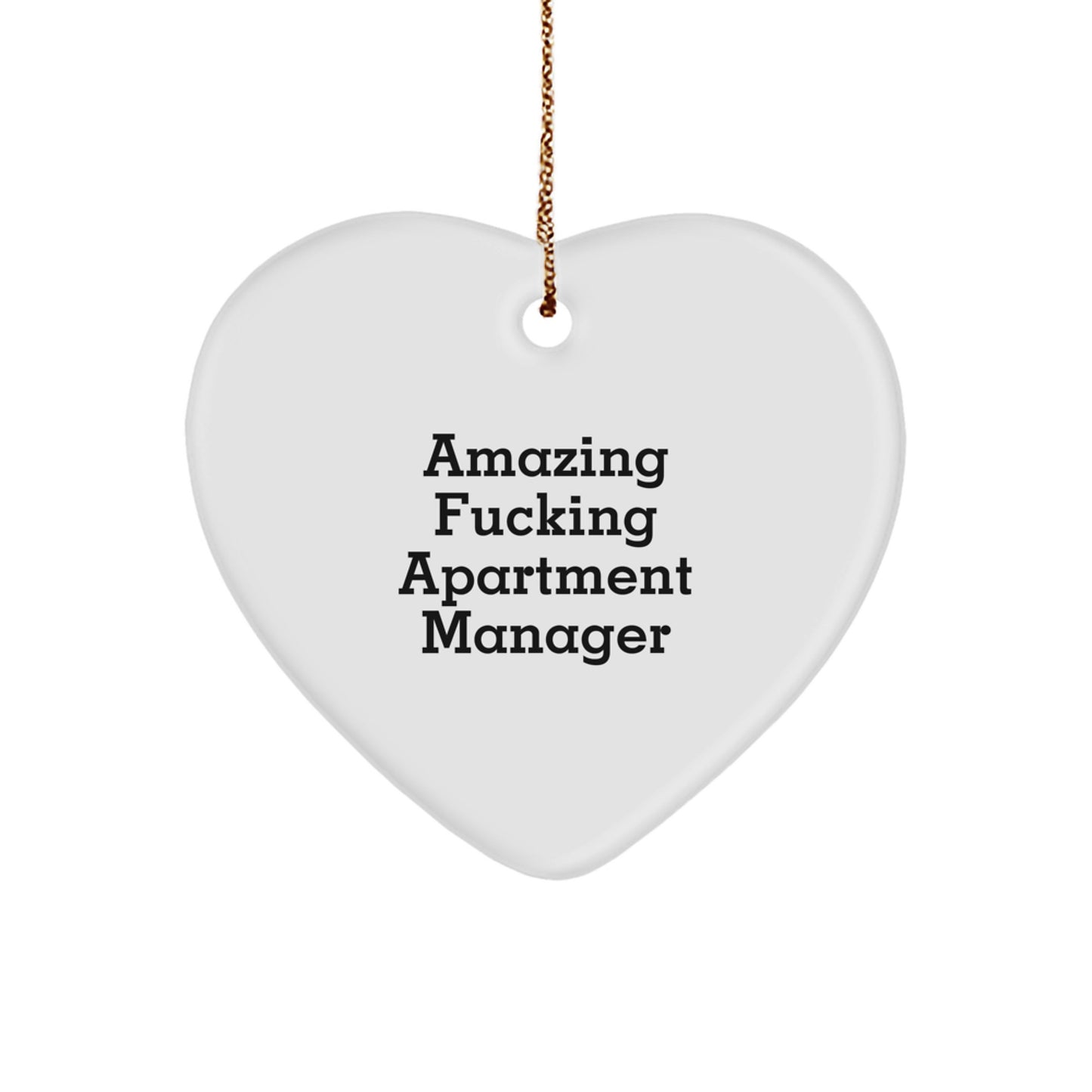 Funny Apartment Manager Gifts from Friends for Christmas Unique Ornament, Amazing F--king Apartment Manager Quote Heart Decoration, Gifts for Apartment Manager Women Men - Image 1