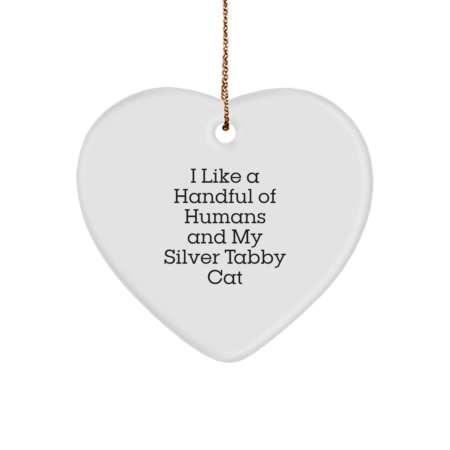 Funny Silver Tabby Cat Heart Ornament Gifts for Men from Family, Unique Christmas Decorations - Image 1