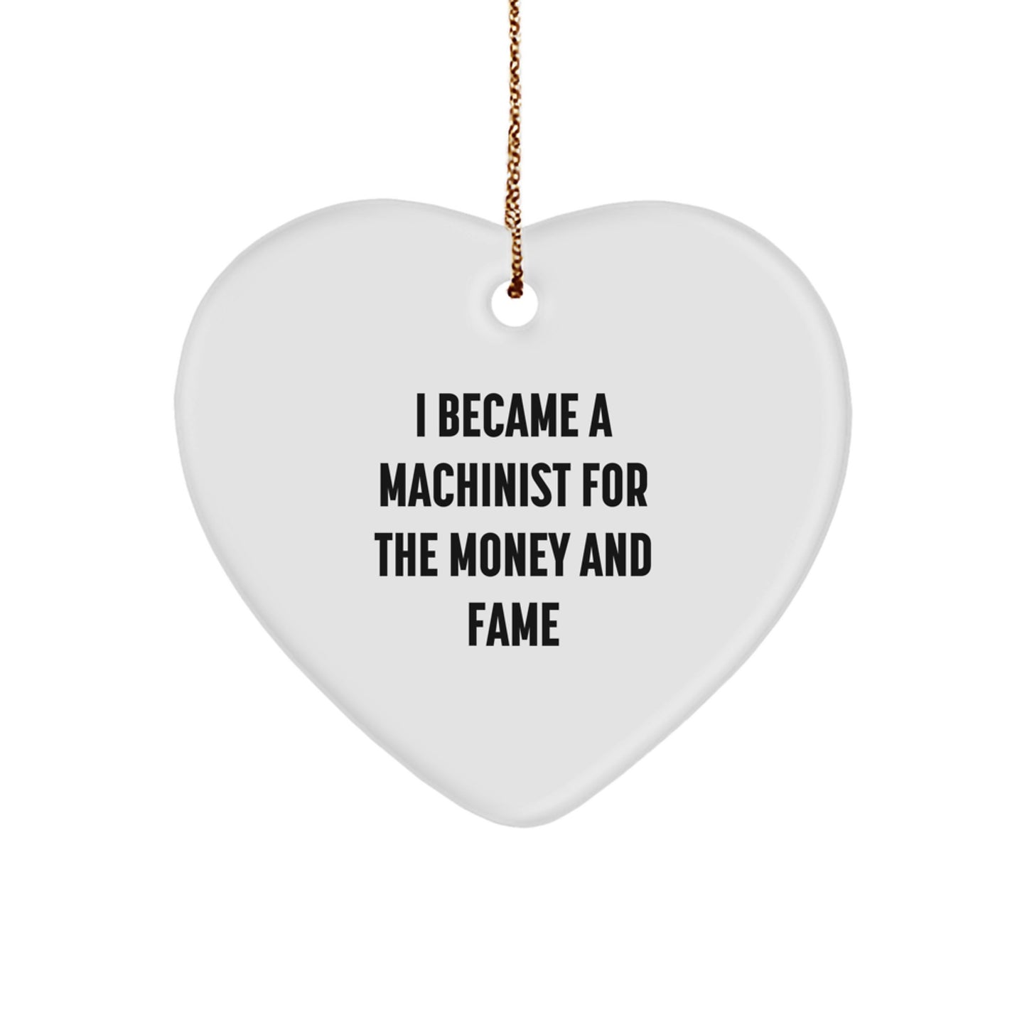Funny Machinist Christmas Unique Gifts for Men from Friends, Heart Ornament with White Color, MDF Material - Image 1