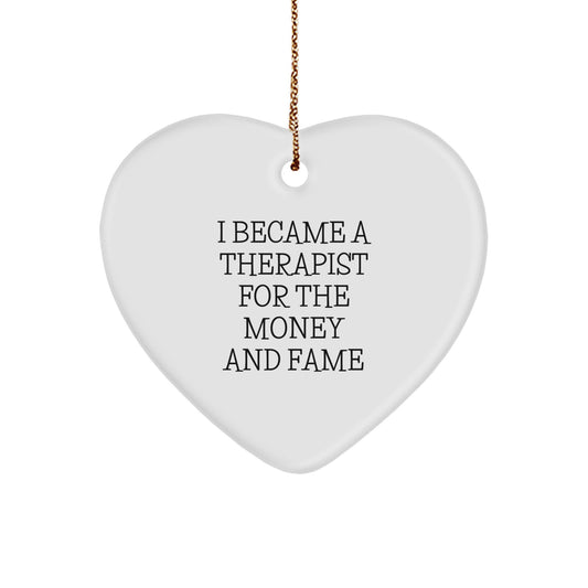 Therapist Gifts from Family, Therapist Heart Ornament, Funny Quote, Christmas Unique Gifts for Men - Image 1
