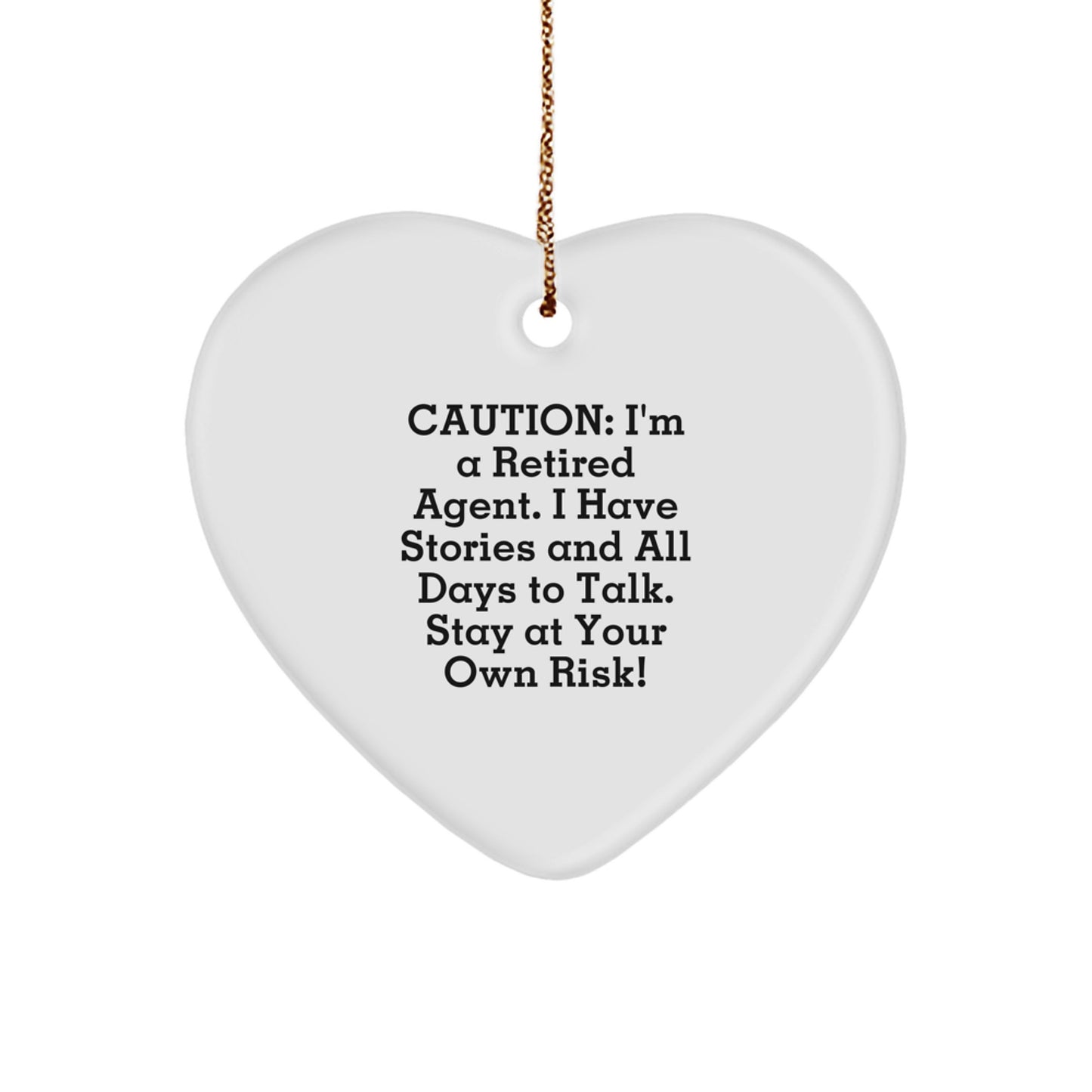 Funny Agent Gifts for Agent, Christmas Unique Heart Ornaments with Caution Quote, Great Agent Heart Ornaments from Friends - Image 1